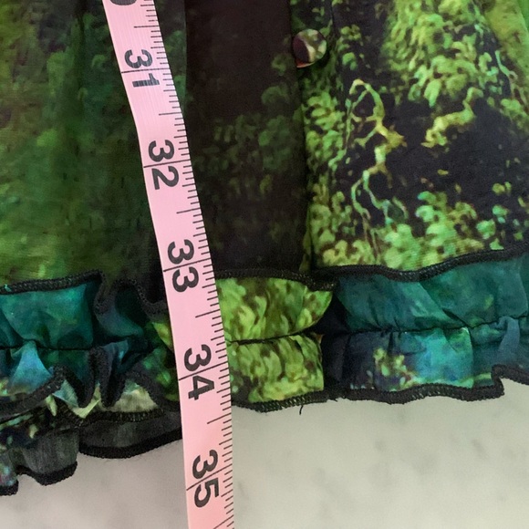 NWT ICONE Simons ruffle mini dress with pictorial imagery great colour combo M - Picture 10 of 11